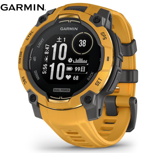 ガーミン GARMIN Instinct 3 Dual Power 45mm インスティンクト3 デュアルパワー GPS スマートウォッチ アウトドア 腕時計 010-02934-32 Sunburst