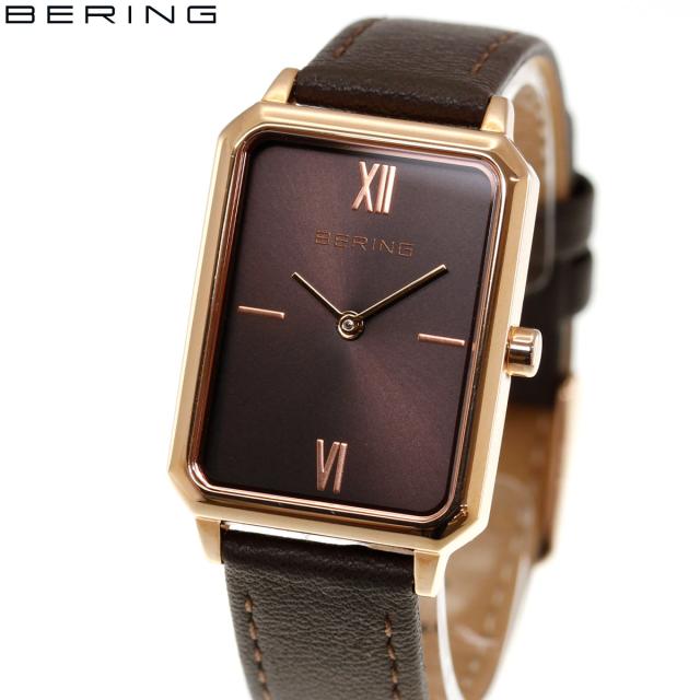 ベーリング BERING 腕時計 レディース クラシック レクタングル レザー ブラウン Ladies Unisex Classic Rectangle Leather 17423-565
