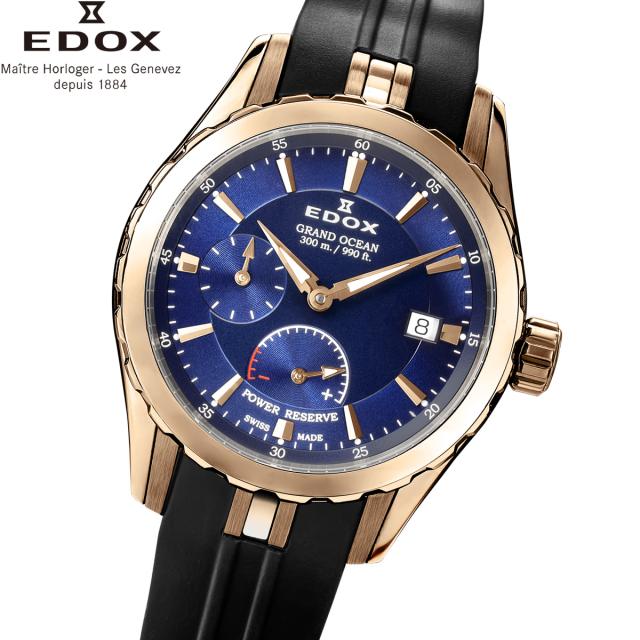 エドックス EDOX グランドオーシャン パワーリザーブ オートマティック 腕時計 メンズ 自動巻き ダイバーズウォッチ スモールセコンド 94500-37RCA-BUIR GRAND OCEAN 267,300円