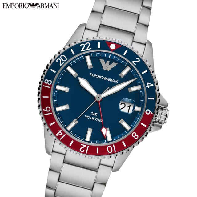 エンポリオアルマーニ EMPORIO ARMANI 腕時計 メンズ GMT デュアルタイムウォッチ ステンレススチール AR11590