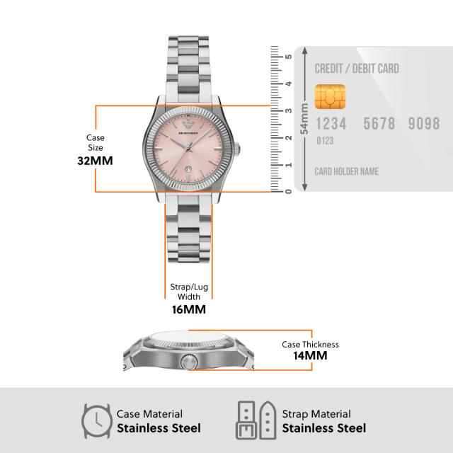 エンポリオアルマーニ EMPORIO ARMANI 腕時計 レディース 三針デイト ステンレススチールウォッチ AR11658_7