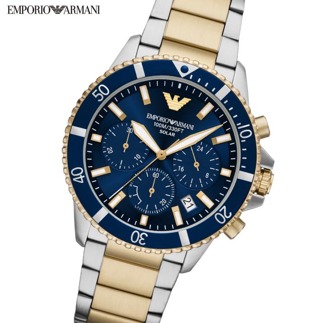 エンポリオアルマーニ EMPORIO ARMANI 腕時計 メンズ ソーラー クロノグラフ WORLD EXPLORER ステンレススチール AR11740
