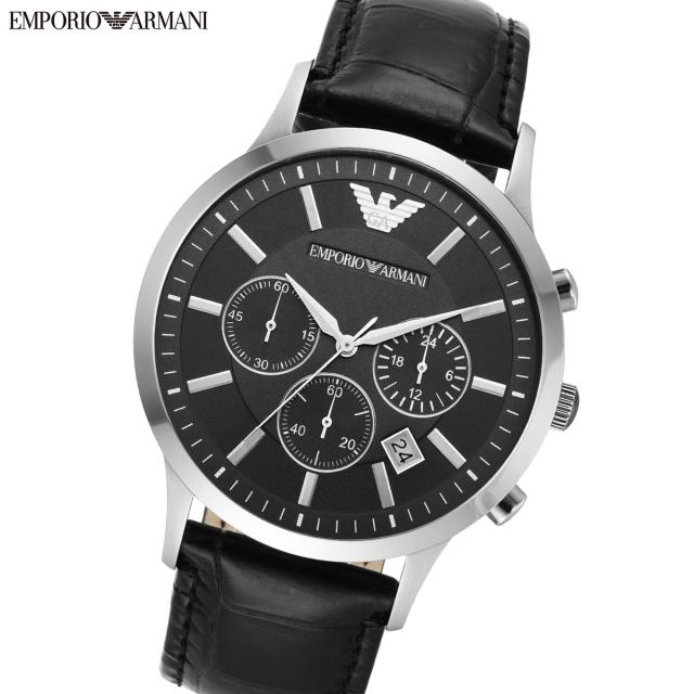 エンポリオアルマーニ EMPORIO ARMANI 腕時計 メンズ クロノグラフ レザーウォッチ AR2447