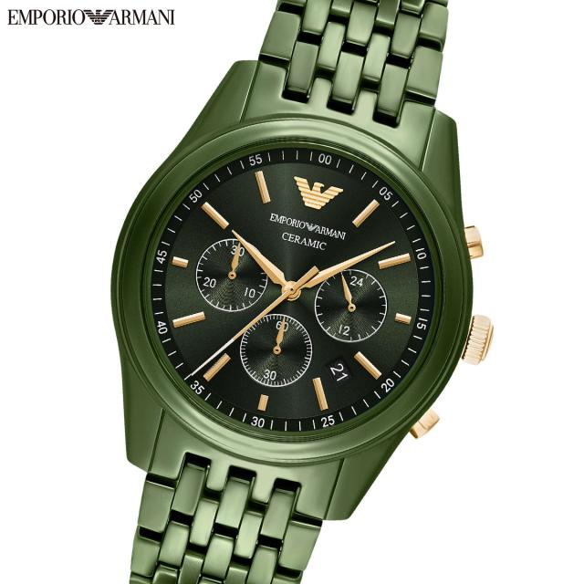 エンポリオアルマーニ EMPORIO ARMANI 腕時計 メンズ クロノグラフウォッチ グリーンセラミック AR70017