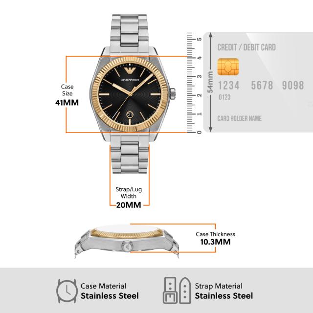 エンポリオアルマーニ EMPORIO ARMANI 腕時計 メンズ 三針デイト ステンレススチールウォッチ＆レザーストラップセット AR80077SET_8