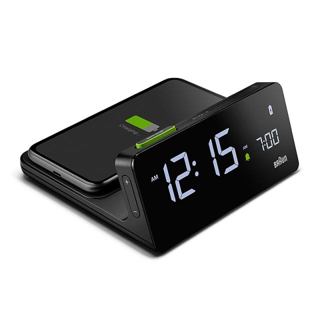 BRAUN ブラウン アラームクロック Qiワイヤレス充電 BC21B スリム デジタル 目覚まし時計 置時計 Digital Clock 140mm ブラック_5