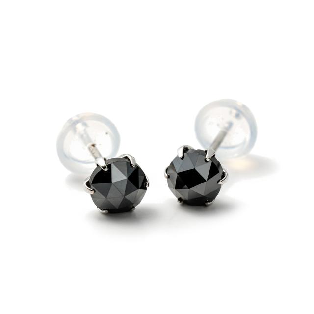 プラチナ ブラックダイヤモンド ピアス 1.0カラット 1.0ct D18050637P 鑑別カード付