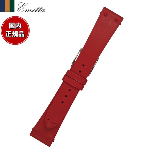 エミッタ Emitta 腕時計 替えバンド ベルト メンズ ブッテーロ カーフ 17mm レッド/シルバー 時計 時計バンド 時計ベルト 革 牛革の通販は