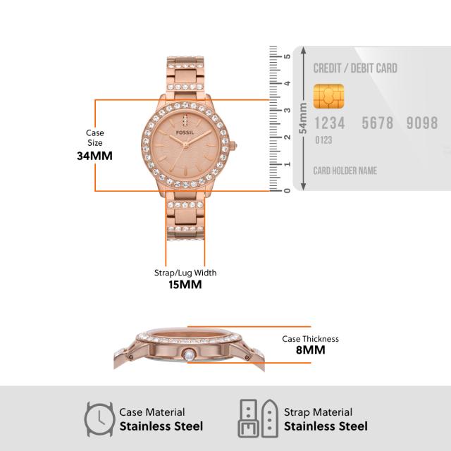 フォッシル FOSSIL ウオッチ レディース JESSE 三針 ローズゴールドトーン ステンレススチールウォッチ ES3020
