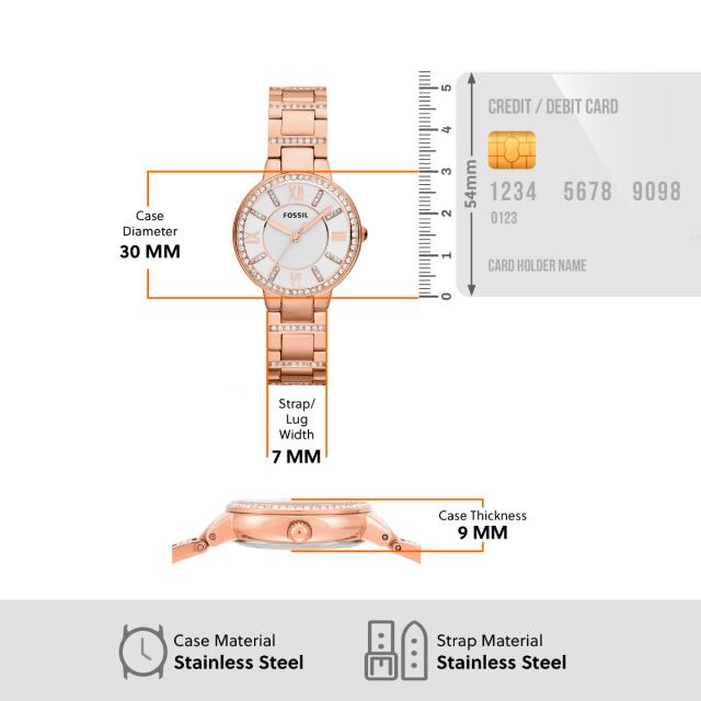 フォッシル FOSSIL ウオッチ レディース VIRGINIA さくら色音の高低 ステンレススチールウォッチ ES3284