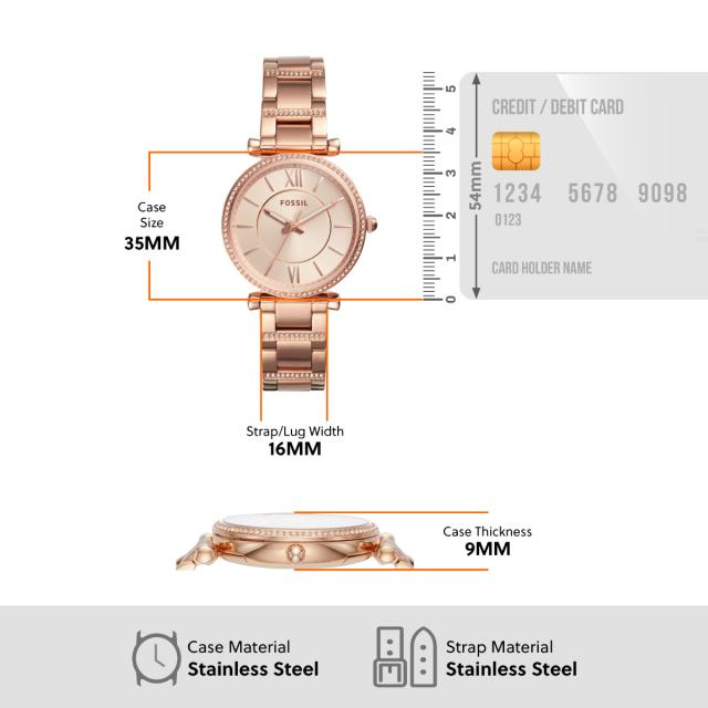 フォッシル FOSSIL ウオッチ レディース CARLIE 三針 ローズゴールドトーン ステンレススチールウォッチ ES4301