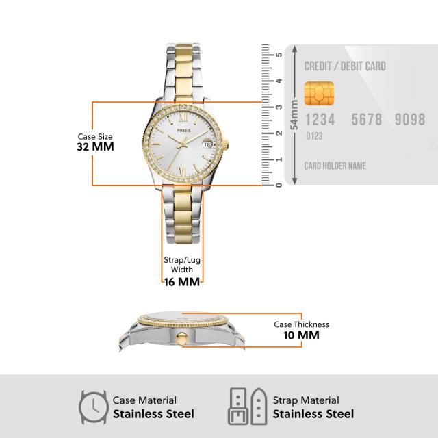 フォッシル FOSSIL ウオッチ レディース SCARLETTE MINI 三針デイト ツートーン ステンレススチールウォッチ ES4319