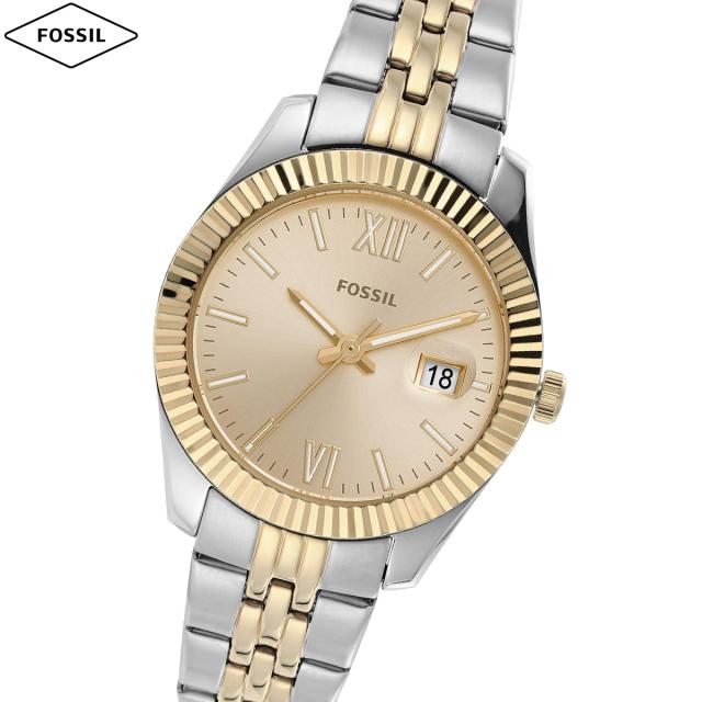 フォッシル FOSSIL ウオッチ レディース SCARLETTE MINI 三針デイト ツートーン ステンレススチールウォッチ ES4949