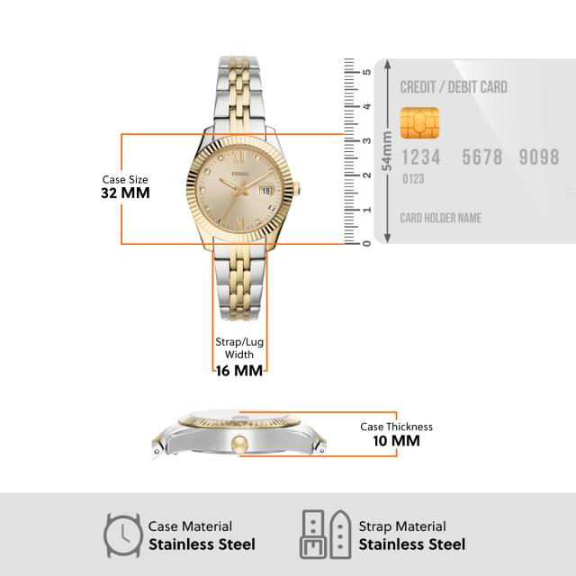フォッシル FOSSIL ウオッチ レディース SCARLETTE MINI 三針デイト ツートーン ステンレススチールウォッチ ES4949