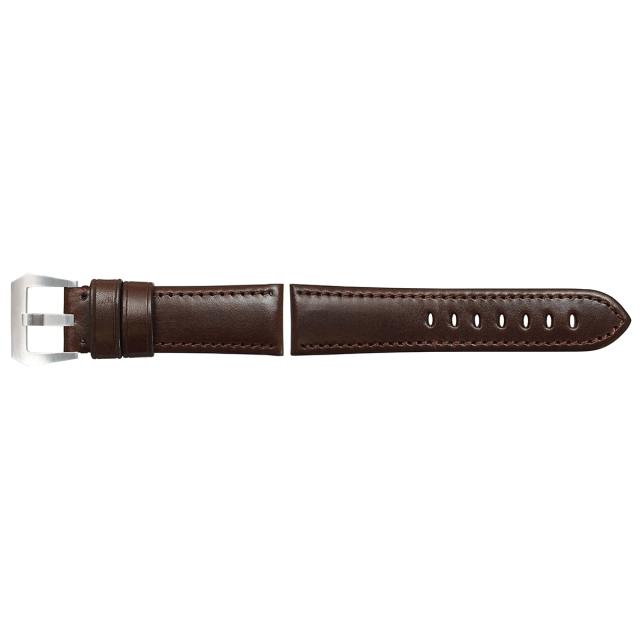 エミッタ Emitta 腕時計 替えバンド ベルト メンズ エコラックス カーフ 24mm ダークブラウン/シルバー 時計 時計バンド 時計ベルト 牛革_1