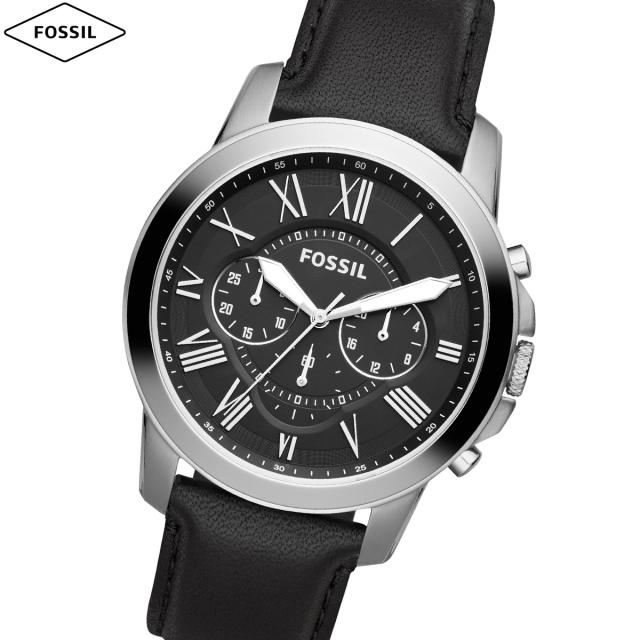 フォッシル FOSSIL 腕時計 メンズ GRANT クロノグラフ ブラック レザーウォッチ FS4812
