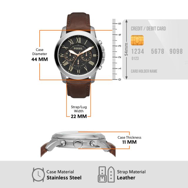 フォッシル FOSSIL 腕時計 メンズ GRANT クロノグラフ ブラウン レザー 