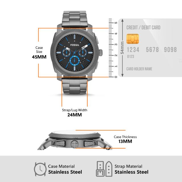 フォッシル FOSSIL 腕時計 メンズ MACHINE クロノグラフ スモークステンレススチールウォッチ FS4931_5