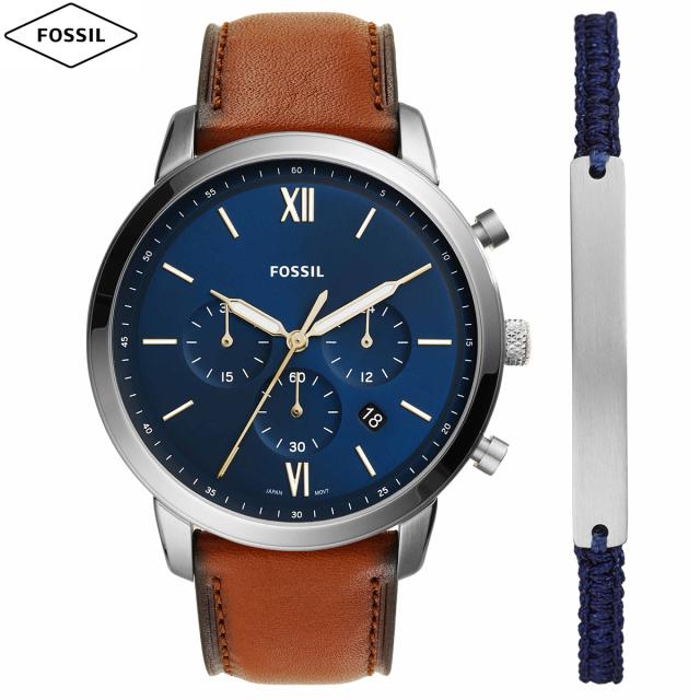 フォッシル FOSSIL 腕時計 メンズ NEUTRA クロノグラフ ラゲージレザーウォッチ＆ブレスレットセット FS5708SET