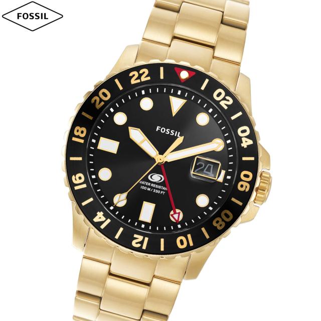 フォッシル FOSSIL 腕時計 メンズ FOSSIL BLUE GMT ゴールドトーン ステンレススチールウォッチ FS5990