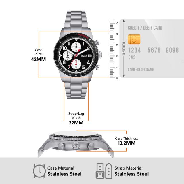 フォッシル FOSSIL 腕時計 メンズ SPORT TOURER クロノグラフ ステンレススチールウォッチ FS6045_8