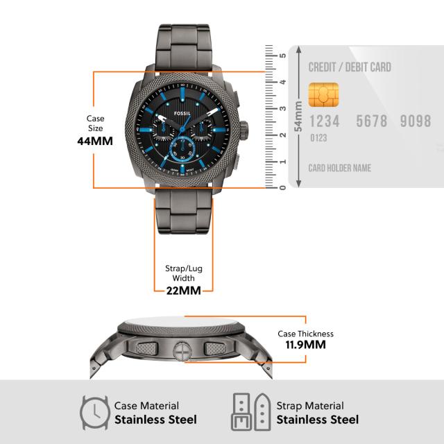 フォッシル FOSSIL 腕時計 メンズ MACHINE クロノグラフ ガンメタル ステンレススチールウォッチ FS6098_7