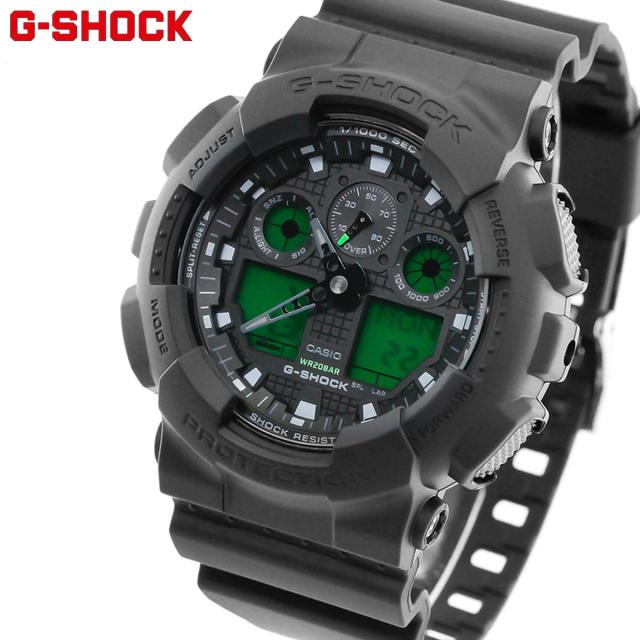 G-SHOCK アナデジ カシオ Gショック CASIO 腕時計 メンズ GA-100BEG-1AJF BLACK AND ELECTRO GREEN エレクトログリーン