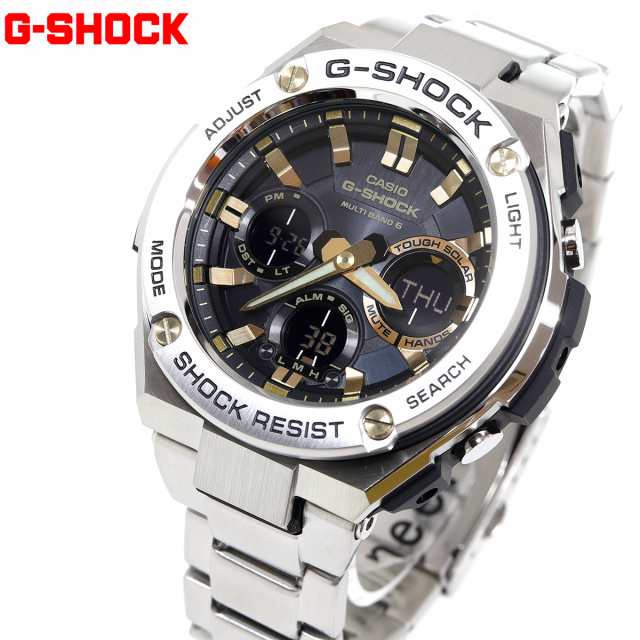 カシオ Gショック Gスチール CASIO G-SHOCK G-STEEL 電波 ソーラー 電波時計 腕時計 ブラック×ゴールド  GST-W110D-1A9JF｜au PAY マーケット