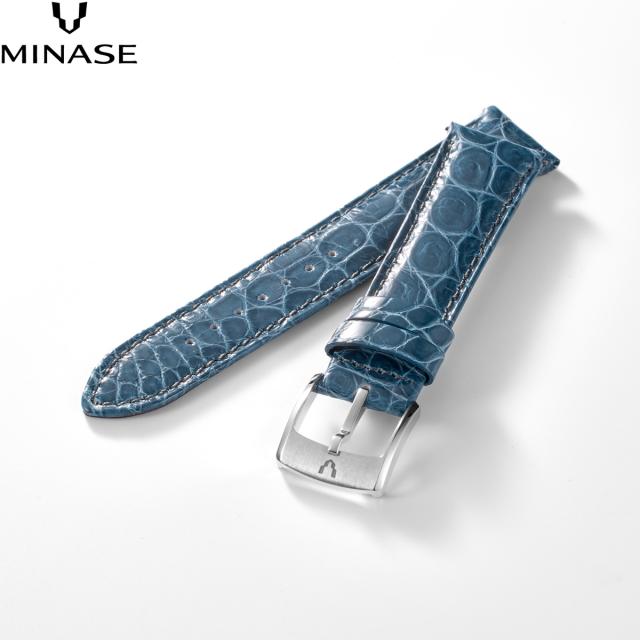 ミナセ MINASE 腕時計 替えバンド ベルト ストラップ メンズ MASTER CRAFT M3 マスタークラフト M3 クロコダイル ブルーグレー M3M3-LBG