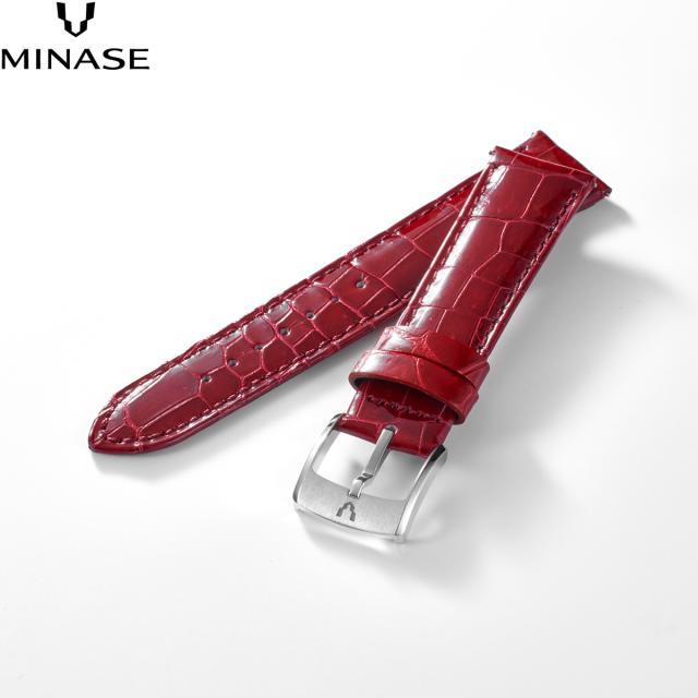 ミナセ MINASE 腕時計 替えバンド ベルト ストラップ メンズ MASTER CRAFT M3 マスタークラフト M3 クロコダイル チェリーレッド M3M3-LCR