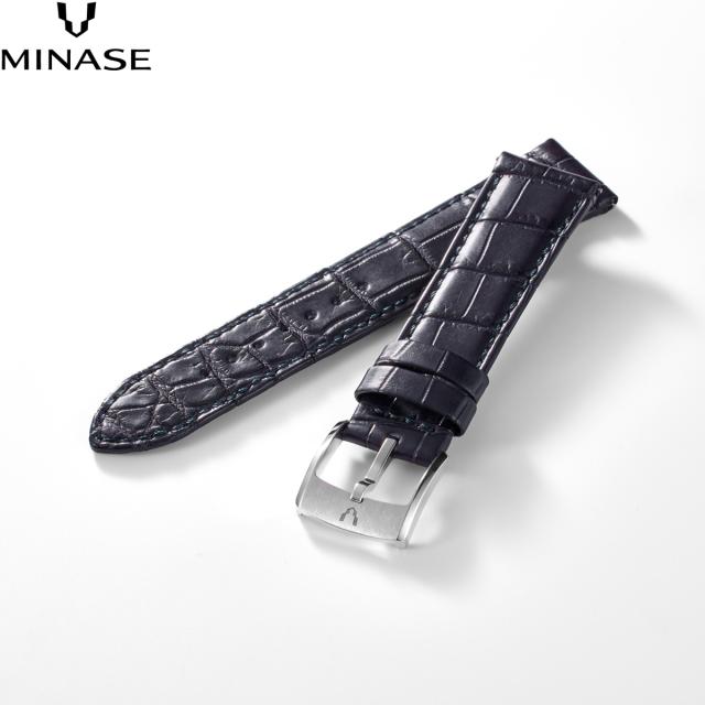 ミナセ MINASE 腕時計 替えバンド ベルト ストラップ メンズ MASTER CRAFT M3 マスタークラフト M3 クロコダイル ダークネイビー M3M3-LDN