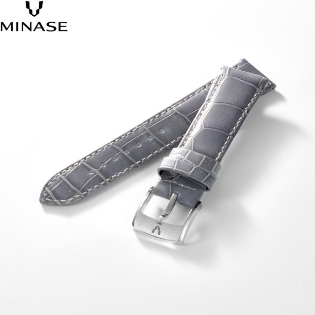 ミナセ MINASE 腕時計 替えバンド ベルト ストラップ メンズ MASTER CRAFT M3 マスタークラフト M3 クロコダイル グレー M3M3-LGY
