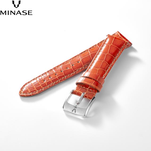 ミナセ MINASE 腕時計 替えバンド ベルト ストラップ メンズ MASTER CRAFT M3 マスタークラフト M3 クロコダイル オレンジ M3M3-LOR
