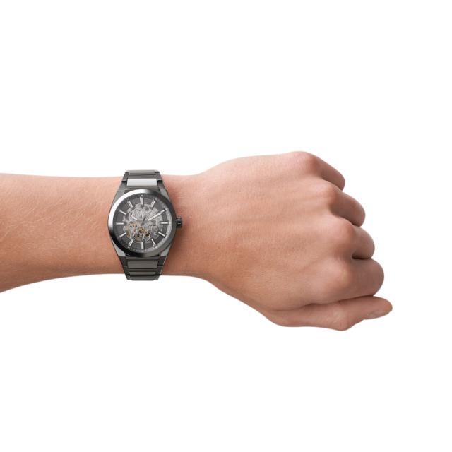 フォッシル FOSSIL 腕時計 メンズ 自動巻き EVERETT オートマティック スモーク ステンレススチールウォッチ ME3206_4