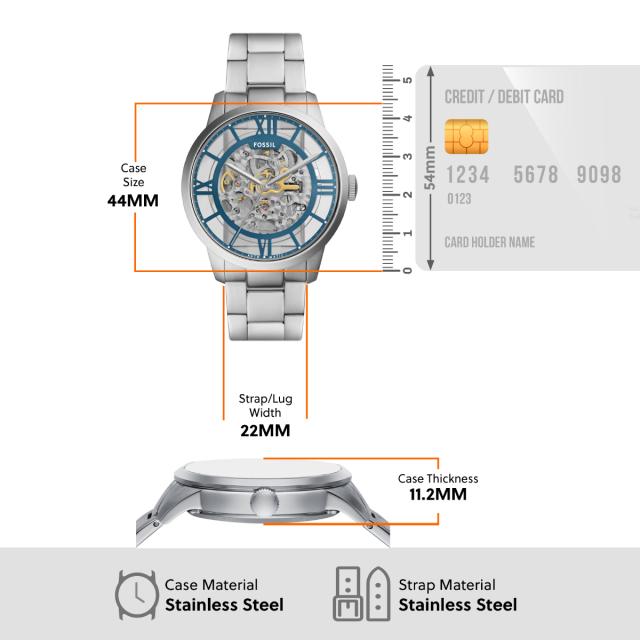 フォッシル FOSSIL 腕時計 メンズ 自動巻き TOWNSMAN オートマティック ステンレススチールウォッチ ME3260_5