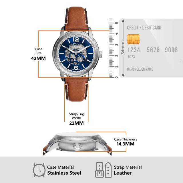 フォッシル FOSSIL 腕時計 メンズ 自動巻き FOSSIL HERITAGE オートマティック ブラウン レザーウォッチ ME3263_5