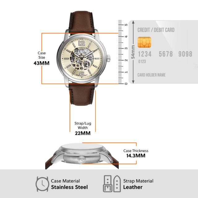 フォッシル FOSSIL 腕時計 メンズ 自動巻き FOSSIL HERITAGE オートマティック ブラウン レザーウォッチ ME3264_5
