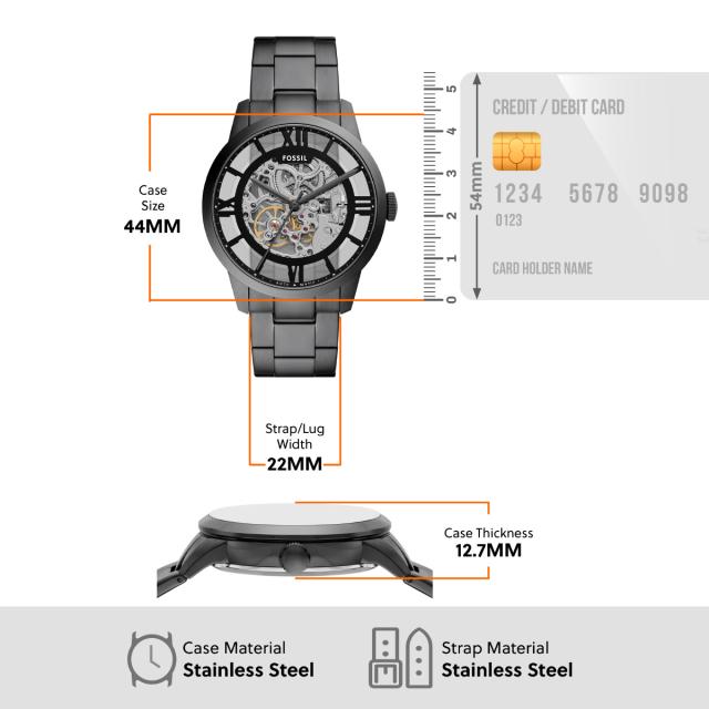 フォッシル FOSSIL 腕時計 メンズ 自動巻き TOWNSMAN オートマティック ガンメタル ステンレススチールウォッチ ME3268_4