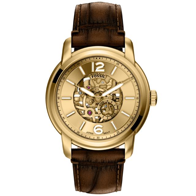 フォッシル FOSSIL 腕時計 自動巻き メンズ FOSSIL HERITAGE オートマティック ブラウン クロコレザー ME3279_1