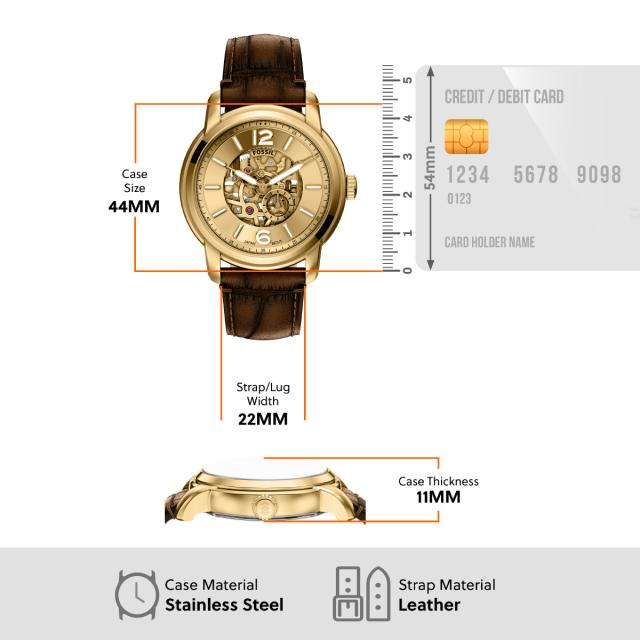 フォッシル FOSSIL 腕時計 自動巻き メンズ FOSSIL HERITAGE オートマティック ブラウン クロコレザー ME3279_8