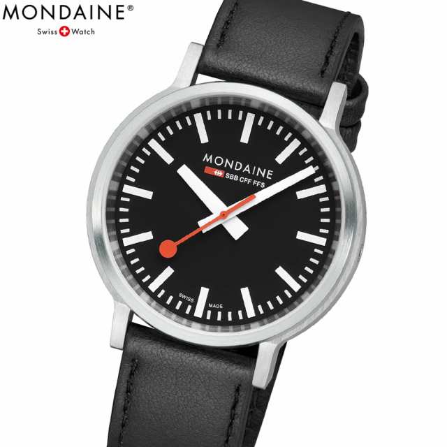 モンディーン MONDAINE 腕時計 メンズ レディース ストップ・トゥ・ゴー 41mm ブラックダイヤルグレープビーガンレザー stop2go MST.4102