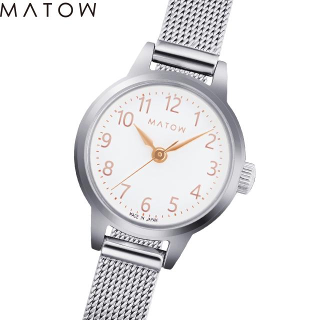 マトウ MATOW 腕時計 レディース Tsuki Collection 清月 せいげつ ラウンド シルバー ホワイト メッシュ MW005007