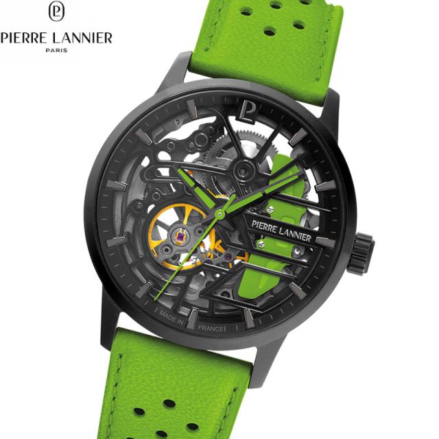 ピエールラニエ PIERRE LANNIER メンズ レディース 腕時計 自動巻き パドック PADDOCK 39mm P145G877 ラウンド 革ベルト グリーン