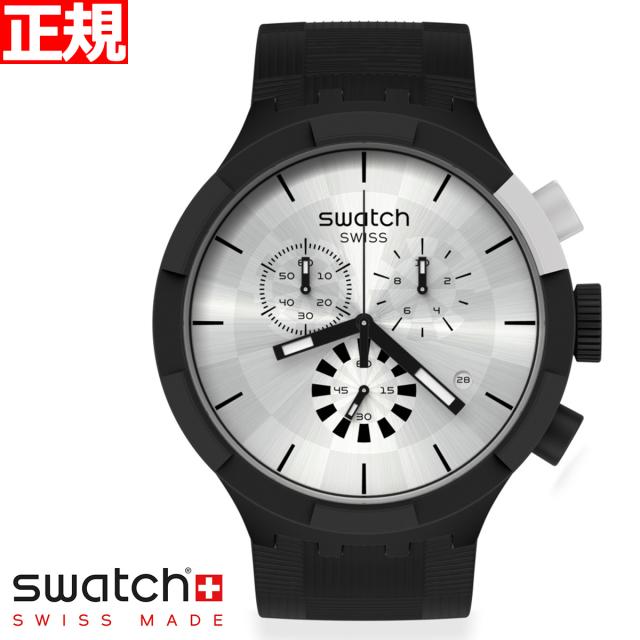 swatch スウォッチ 腕時計 メンズ レディース ビックボールド クロノ チェッカード・シルバー Big Bold Chrono CHEQUERED SILVER クロノグラフ SB02B404の通販は