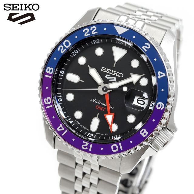 SEIKO 腕時計 ファイブスポーツ GMT 自動巻き ブルー文字盤 保存箱付き