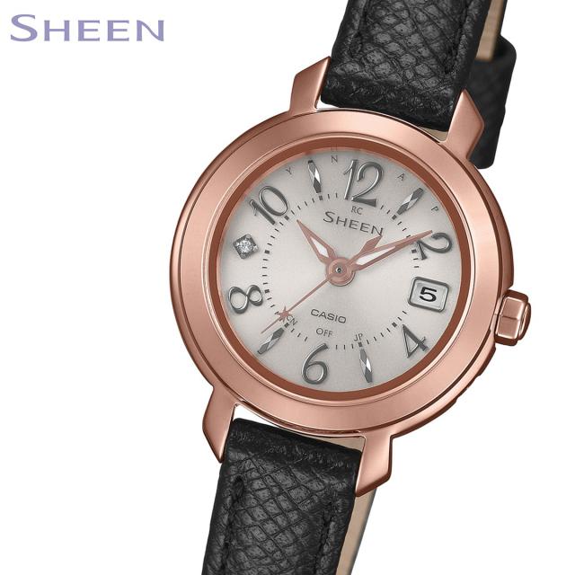 カシオ 一こま CASIO SHEEN 電磁波 ソーラー 電磁波時辰儀 ウオッチ レディース SHW-5300PGL-7AJF