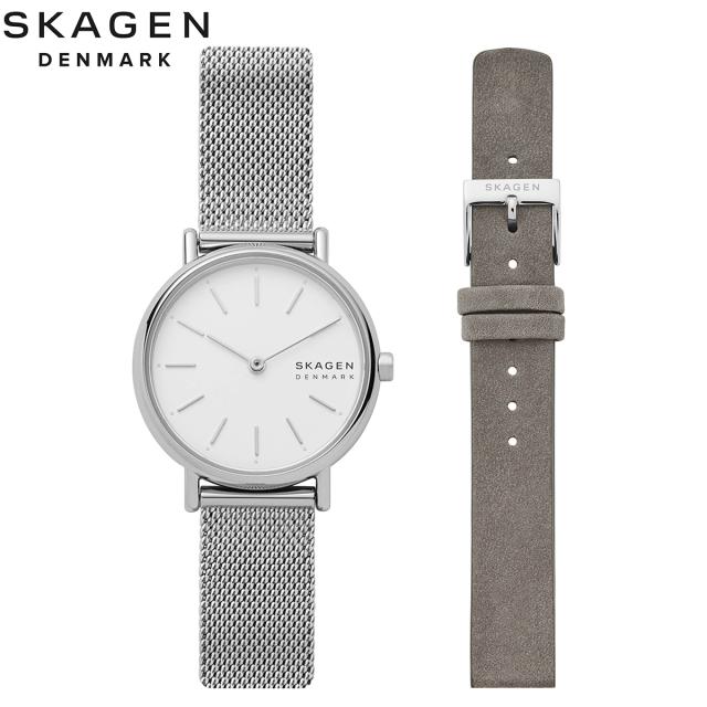 スカーゲン SKAGEN ウオッチ レディース SIGNATUR LILLE 二針 しろがね色音の高低 ステンレススチールメッシュ ご覧なさる＆ストラップセット SKW3161SET
