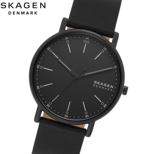 スカーゲン SKAGEN 腕時計 メンズ SIGNATUR 三針 ブラックレザー 