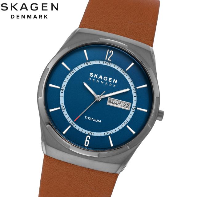 スカーゲン SKAGEN 腕時計 メンズ MELBYE TITANIUM 三針デイデイト ラゲッジレザーウォッチ SKW6906