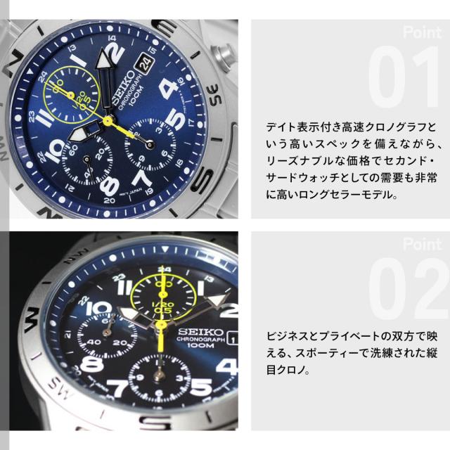 セイコー SEIKO逆輸入 腕時計 クロノグラフ ディープブルー SND379P1 メンズ 腕時計_3
